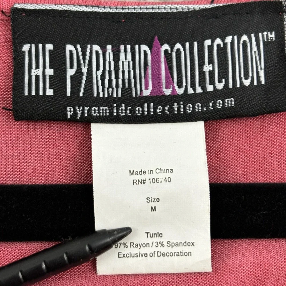 Pyramid Collection Tunic Top‎ Dress Womens M Pink Rayon Peplum Whimsical Dainty